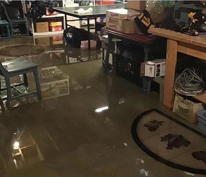 flooded basement with several inches of water