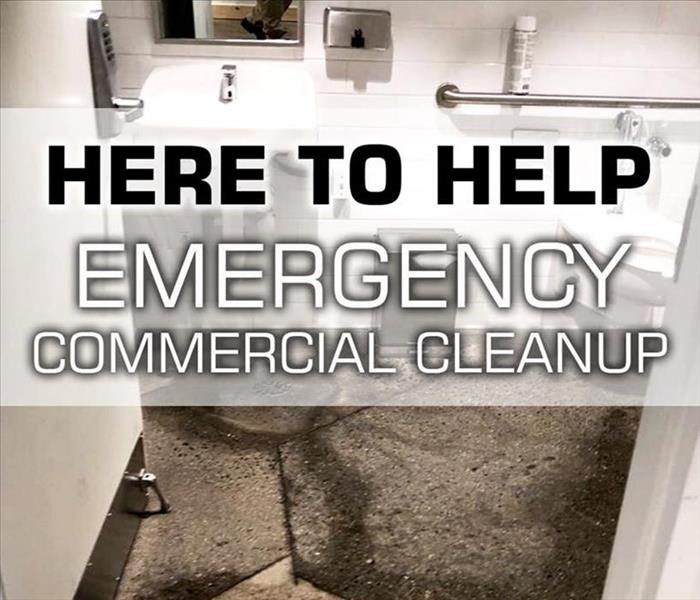 Sewage backup in commercial bathroom, Here to Help Emergency Commercial Cleanup